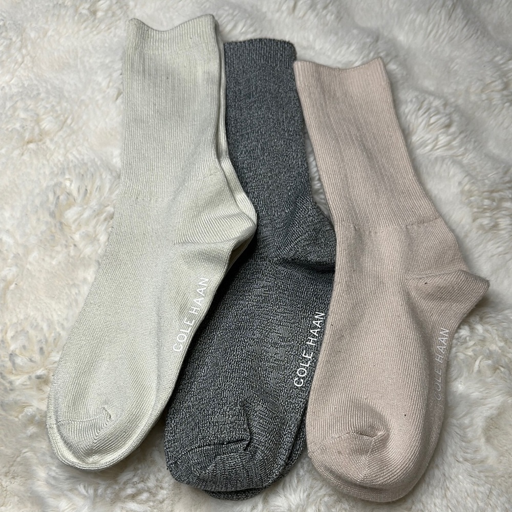 Cole Haan Ladies Sock Trio - Cream, Gray, and light pink NWOT